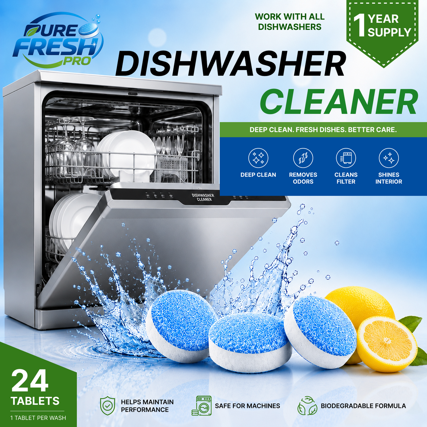 Pure Fresh Pro Dishwasher Cleaning Tablets